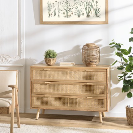 Commode RODRIGO - Bois naturel 3 tiroirs