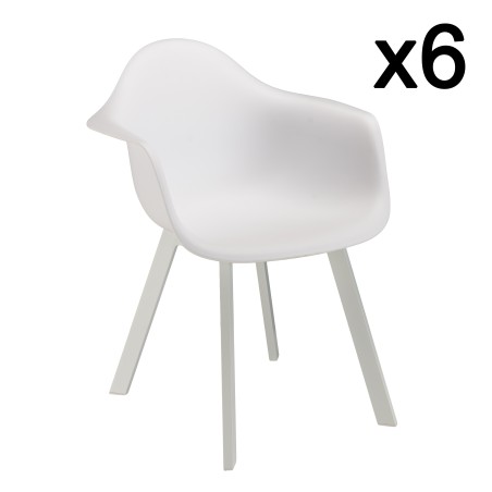 Lot 6 fauteuils blancs dossier arrondi