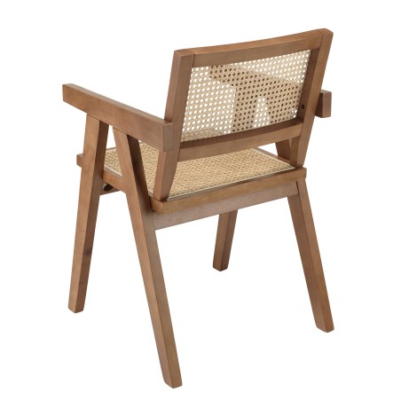 Fauteuil en bois d'hévéa AGATHE - Rotin naturel - Élégance et confort