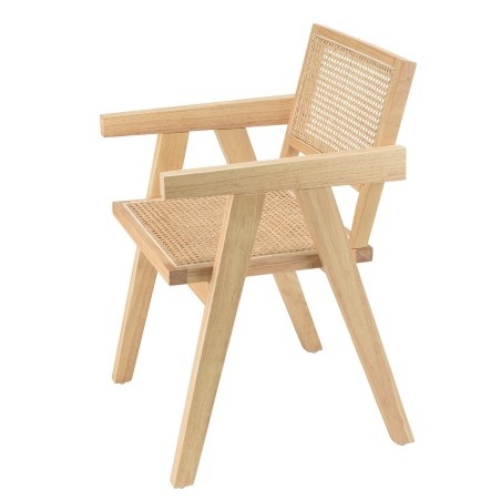 Fauteuil en bois d'Hévéa AGATHE - Rotin naturel