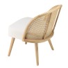 AGATHE Low Rubberwood Chair with White Bouclé Fabric Seat and Rattan Backrest