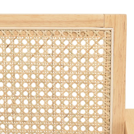 Fauteuil AGATHE bois d'hévéa assise tissu blanc