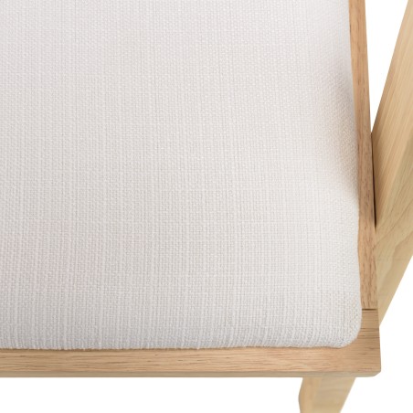 Fauteuil AGATHE bois d'hévéa assise tissu blanc
