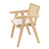 Fauteuil AGATHE bois d'hévéa assise tissu blanc