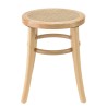 AGATHE Hevea Wood Stool with Natural Rattan Seat