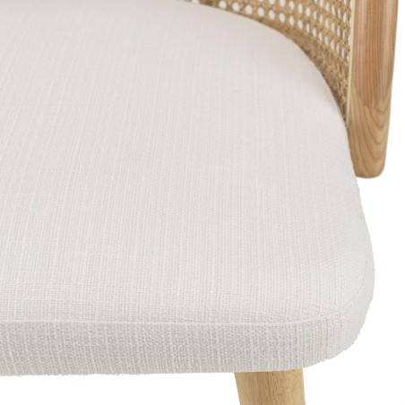 AGATHE Hevea Wood Chair with Rounded Rattan Backrest