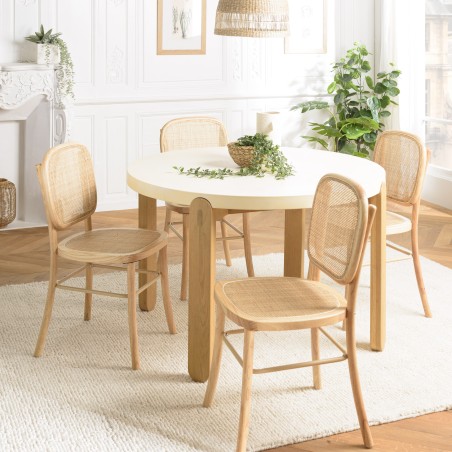 Chaise AGATHE en bois d'hévéa et rotin naturel