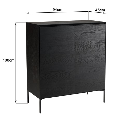 Buffet noir MAXENDRE - 2 portes 3 étagères