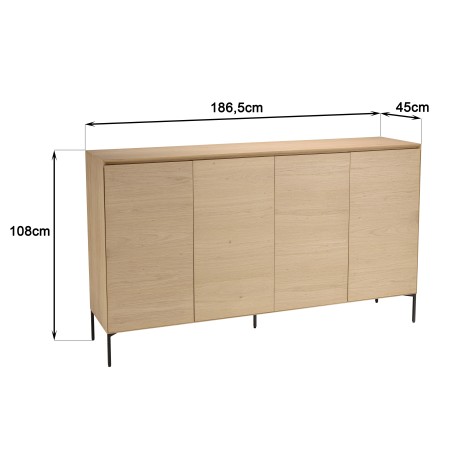 MAXENDRE Natural-Coloured Sideboard with 4 Doors, 6 Shelves