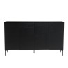 MAXENDRE Black Sideboard with 4 Doors, 6 Shelves and Metal Legs