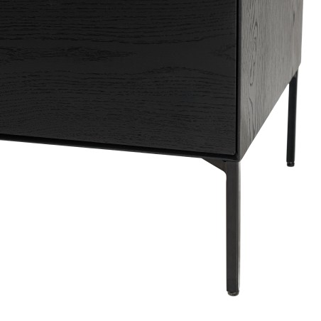 MAXENDRE Black Sideboard with 4 Doors, 6 Shelves and Metal Legs