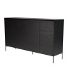 MAXENDRE Black Sideboard with 4 Doors, 6 Shelves and Metal Legs