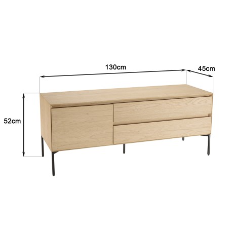 Meuble TV MAXENDRE naturel 1 porte 2 tiroirs