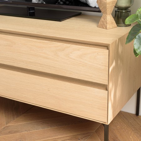 Meuble TV MAXENDRE naturel 1 porte 2 tiroirs