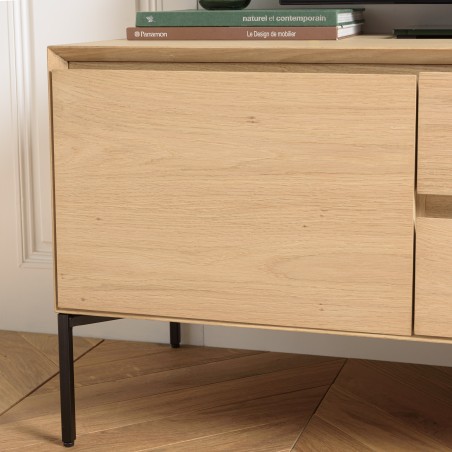 Meuble TV MAXENDRE naturel 1 porte 2 tiroirs