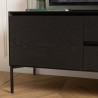 MAXENDRE Black TV Stand with 1 Door, 2 Drawers and Black Metal Legs