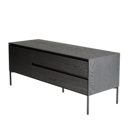 Meuble TV MAXENDRE noir 1 porte 2 tiroirs