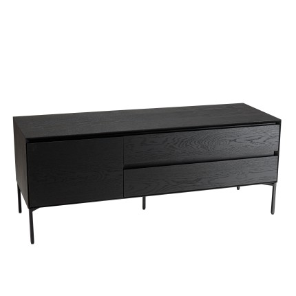 Meuble TV MAXENDRE noir 1 porte 2 tiroirs