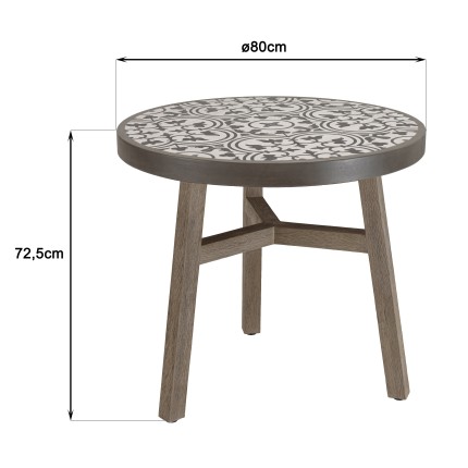 GREGOIRE Round Dining Table in Grey Oak 80x80cm with Concrete Top