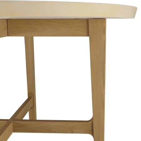 GREGOIRE Round Dining Table in Oak 120x120cm with Beige Concrete Top
