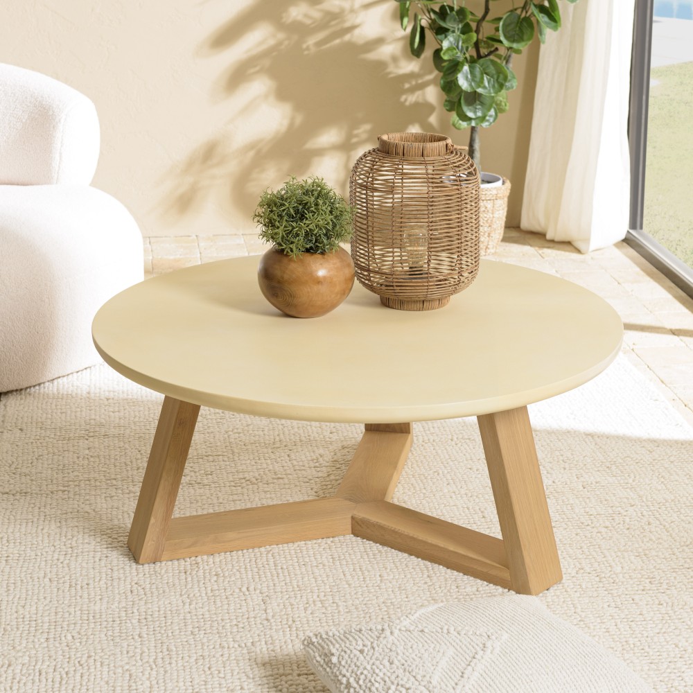 GREGOIRE Round Coffee Table 100x100cm - Beige Concrete Top GREGOIRE Round Coffee Table 100x100cm - Beige Concrete Top