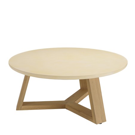 GREGOIRE Round Coffee Table 100x100cm - Beige Concrete Top