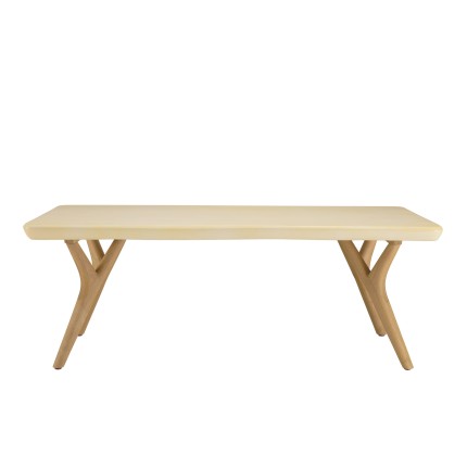 Table basse GREGOIRE 120x60cm pied Y chêne plateau béton beige