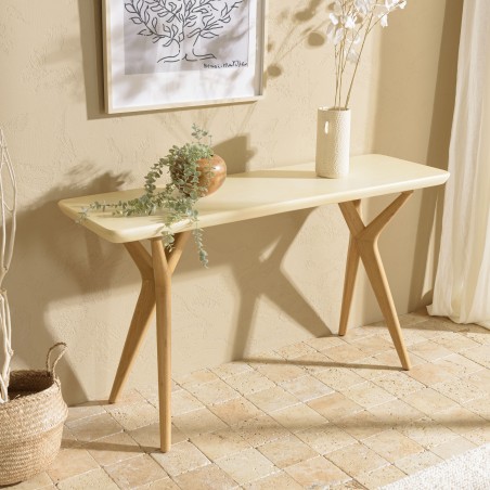 Console GREGOIRE 140x43cm chêne naturel béton beige