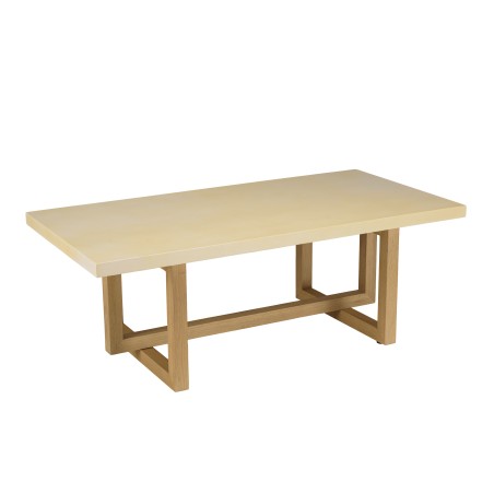 Table basse GREGOIRE rect. 128x64cm pied cubique chêne plateau béton