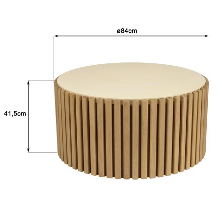 Table basse ronde GREGOIRE 84x84cm bois et béton