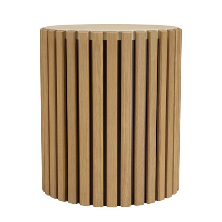 GREGOIRE Round Side Table 44x44cm - Beige and Wood