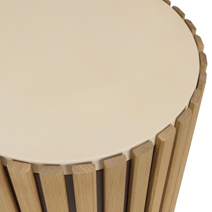 GREGOIRE Round Side Table 44x44cm - Beige and Wood