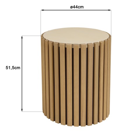 GREGOIRE Round Side Table 44x44cm - Beige and Wood