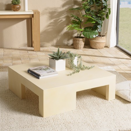 Table basse GREGOIRE en béton beige 95x95cm