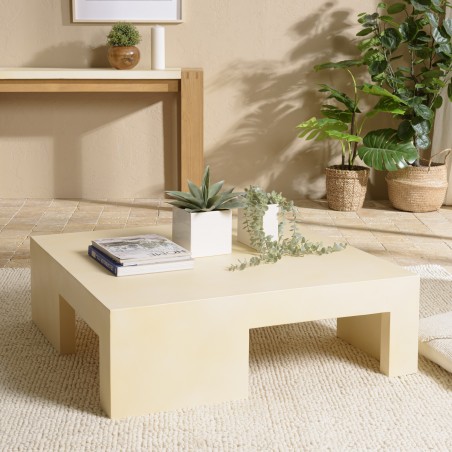 GREGOIRE Square Coffee Table 95x95cm - Beige Concrete
