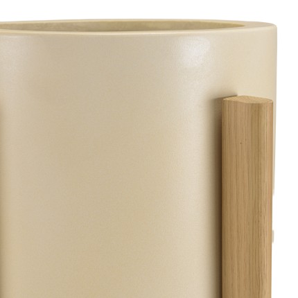 GREGOIRE Beige Concrete Flower Pot on Oak Legs H65cm - Modern Plant Stand