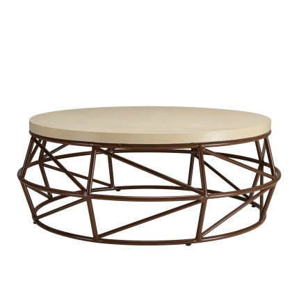 GREGOIRE Coffee Table 100x100cm - Rust Steel Legs & Concrete Top