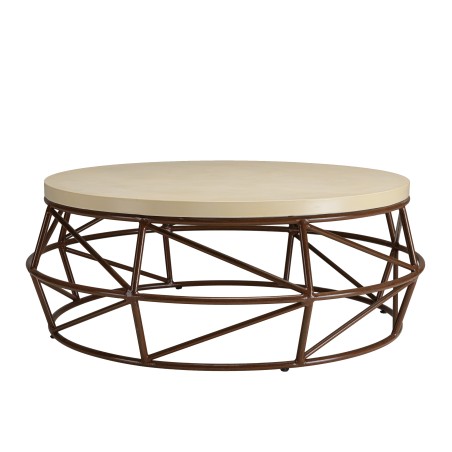 Table basse GREGOIRE 100x100cm en béton beige et acier rouille