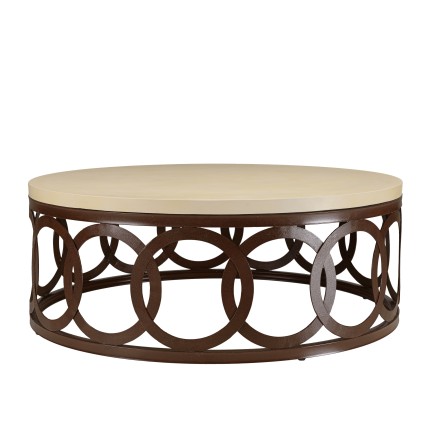 GREGOIRE Coffee Table 105x105cm - Rust-Coloured Steel Legs & Concrete Top