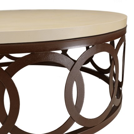 GREGOIRE Coffee Table 105x105cm - Rust-Coloured Steel Legs & Concrete Top