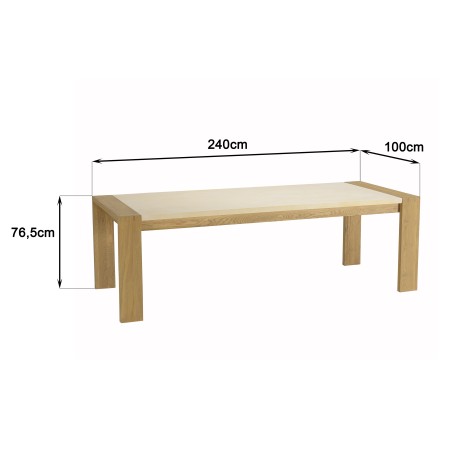 Table à manger GREGOIRE en chêne et béton 240x100cm