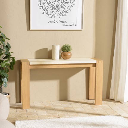 Console GREGOIRE - Chêne naturel et béton beige 135x40cm