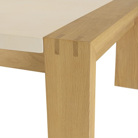 GREGOIRE Rectangular Oak Coffee Table 122x70cm - Beige Concrete Top