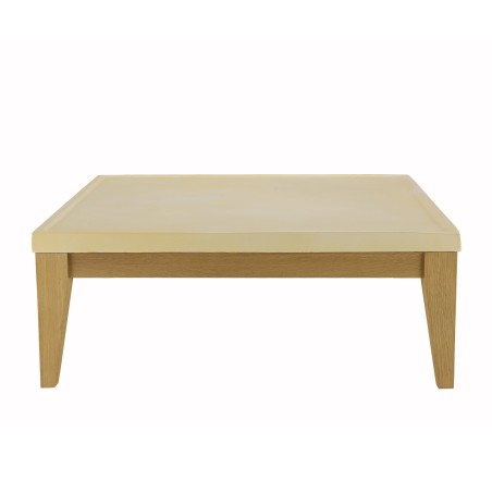 GREGOIRE Square Oak Coffee Table 80x80cm - Beige Concrete Top