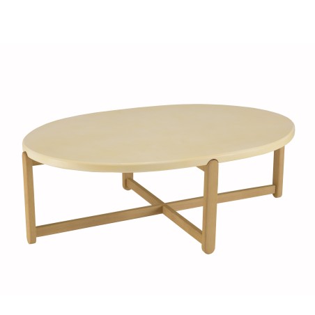 GREGOIRE Oval Coffee Table 121x81cm - Oak Legs & Concrete Top
