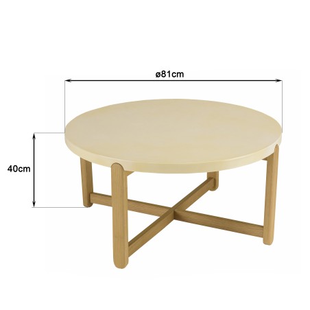Table basse ronde GREGOIRE 81x81cm chêne et béton