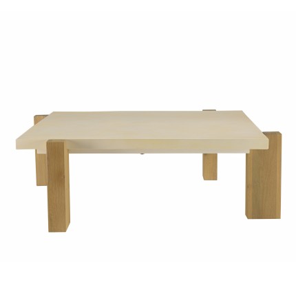 GREGOIRE Square Coffee Table 114x114cm - Concrete Top & Oak Wood