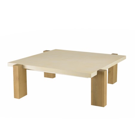 GREGOIRE Square Coffee Table 114x114cm - Concrete Top & Oak Wood
