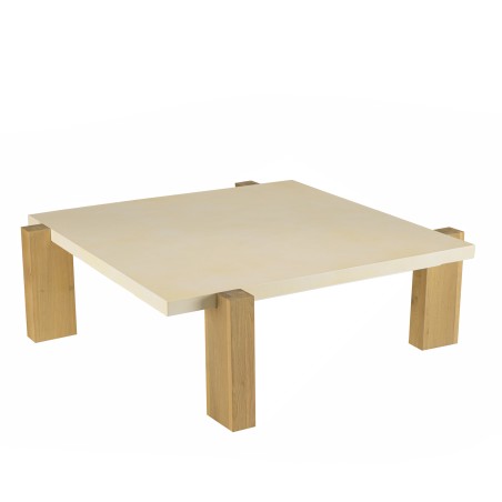 GREGOIRE Square Coffee Table 114x114cm - Concrete Top & Oak Wood