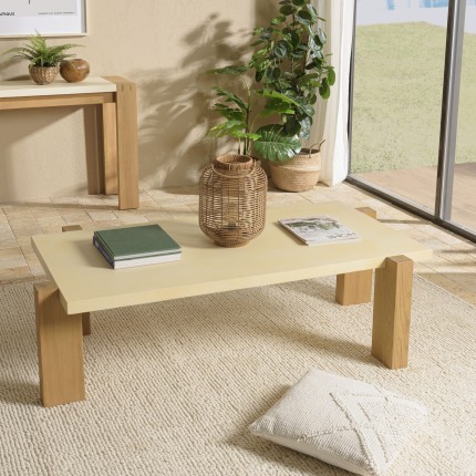 Table basse GREGOIRE rect. 149x84cm chêne plateau béton